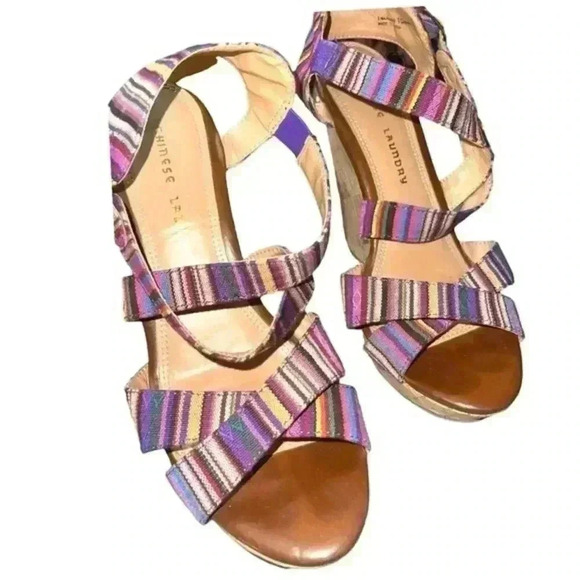 CHINESE LAUNDRY RAINBOW STRAPPY WEDGES - Picture 3 of 5